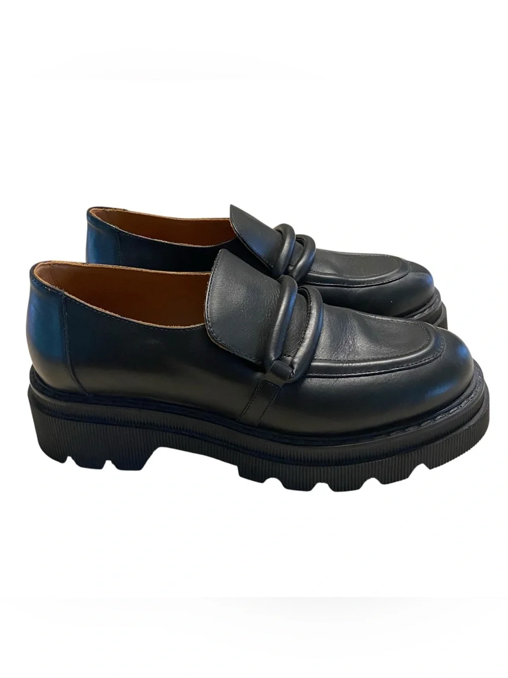 Voile Blanche Shoes Womens Size 39 (8.5) Leather Platform Loafers Black Elaiza